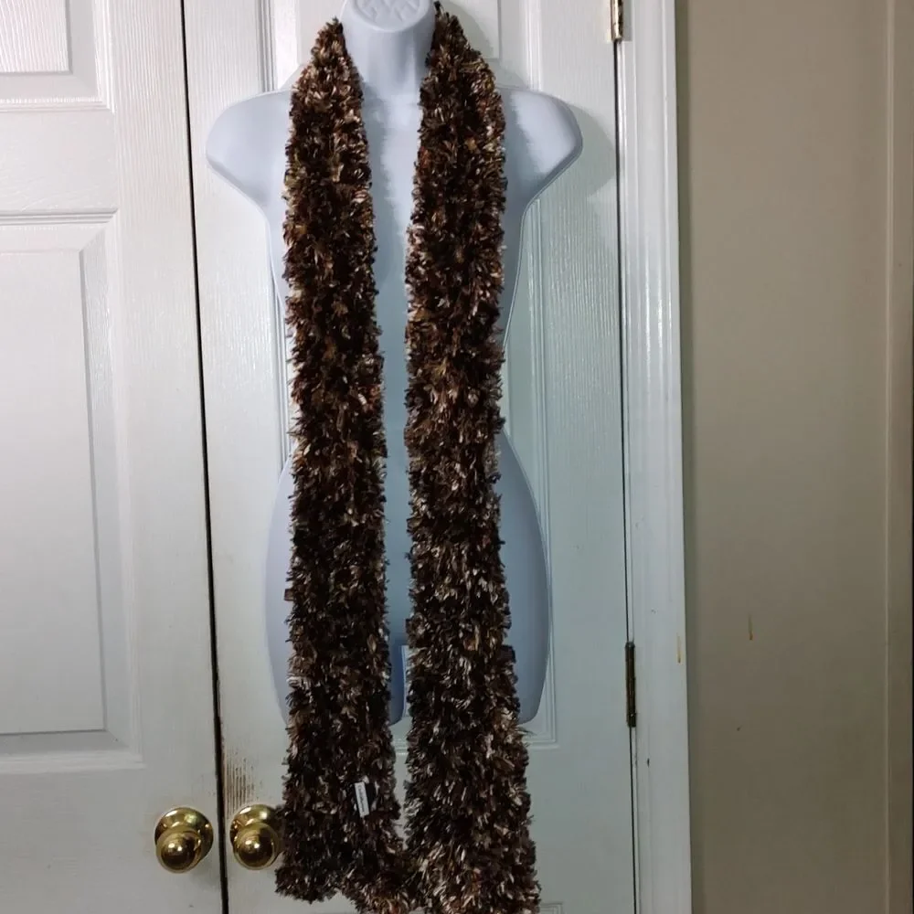 Croft & Barrow multicolor brown tan cream color soft fuzzy scarf